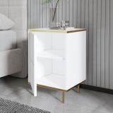 Comodino Oro Bianco un Ripiano Apertura Battente 40x35x60h cm, Un'anta - Vestone