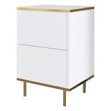 Comodino Oro Bianco un Ripiano Apertura Battente 40x35x60h cm, Un'anta - Vestone