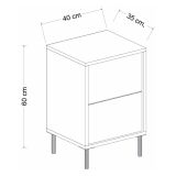 Comodino Oro Bianco un Ripiano Apertura Battente 40x35x60h cm, Un'anta - Vestone
