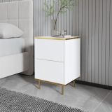 Comodino Oro Bianco un Ripiano Apertura Battente 40x35x60h cm, Un'anta - Vestone