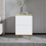Comodino Oro Bianco un Ripiano Apertura Battente 40x35x60h cm, Un'anta - Vestone