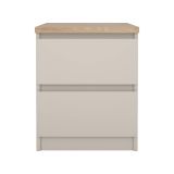 Comodino Patrica, comò basso con 2 cassetti, tavolino da notte elegante e funzionale, 40x50 h50 cm, Beige