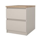 Comodino Patrica, comò basso con 2 cassetti, tavolino da notte elegante e funzionale, 40x50 h50 cm, Beige