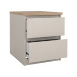 Comodino Patrica, comò basso con 2 cassetti, tavolino da notte elegante e funzionale, 40x50 h50 cm, Beige