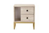 Comodino Predazzo, Comò basso, Tavolino da notte, Mensola da letto, 45x30 h50 cm, Beige e Oro