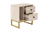 Comodino Predazzo, Comò basso, Tavolino da notte, Mensola da letto, 45x30 h50 cm, Beige e Oro