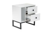Comodino Predazzo, Comò basso, Tavolino da notte, Mensola da letto, 45x30 h50 cm, Bianco e Nero