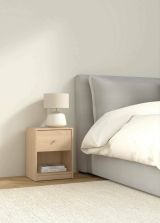 Comodino Roxanne, Comò basso, Tavolino da notte, Mensola da letto, 30x38 h48 cm, Rovere