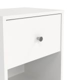 Comodino Roxanne, Comò basso, Tavolino da notte, Mensola da letto, 38x30 h48 cm, Bianco