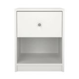 Comodino Roxanne, Comò basso, Tavolino da notte, Mensola da letto, 38x30 h48 cm, Bianco