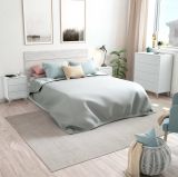 Comodino Seattle, Comodino a 3 cassetti, Tavolino da notte, 40x34h56 cm, Bianco e Rovere