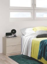 Comodino Syracuse, Comodino moderno a 2 cassetti, Tavolino da notte, Comò basso per camera da letto, 38x34h45 cm, Rovere