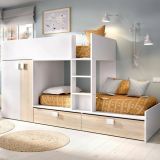 Composizione camera da letto Acerola, 275x108h150 cm, Bianco e Rovere