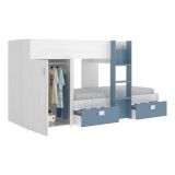 Composizione camera da letto Araba, 271x111h150 cm, Bianco e Blu