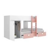 Composizione camera da letto Araba, 271x111h150 cm, Bianco e Rosa