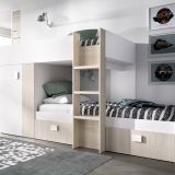 Composizione camera da letto Araba, 271x111h150 cm, Bianco e Rovere