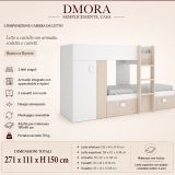 Composizione camera da letto Araba, 271x111h150 cm, Bianco e Rovere