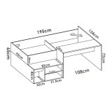 Composizione camera da letto Argh, 195x134h73 cm, Bianco e Rovere