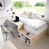 Composizione camera da letto Argh, 195x134h73 cm, Bianco e Rovere