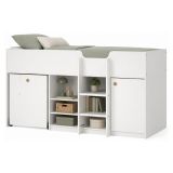 Composizione Camera da Letto Bianco Dimensione Materasso 90x200 cm Scrivania Estraibile 203x104x111h cm, un Letto - Lamedani