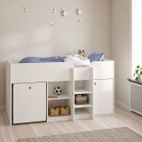Composizione Camera da Letto Bianco Dimensione Materasso 90x200 cm Scrivania Estraibile 203x104x111h cm, un Letto - Lamedani