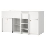 Composizione Camera da Letto Bianco Dimensione Materasso 90x200 cm Scrivania Estraibile 203x104x111h cm, un Letto - Lamedani