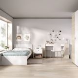 Composizione Camera da Letto Bianco Marrone Rovere 2 Cassetti Reversibile 195x96x68h cm, Dimensione Materasso 90x190 cm - Winnemu