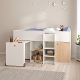 Composizione Camera da Letto Bianco Marrone Rovere Dimensione Materasso 90x200 cm Scrivania Estraibile 203x104x111h cm, un Letto - Lamedani