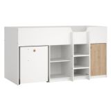 Composizione Camera da Letto Bianco Marrone Rovere Dimensione Materasso 90x200 cm Scrivania Estraibile 203x104x111h cm, un Letto - Lamedani