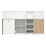 Composizione Camera da Letto Bianco Marrone Rovere Dimensione Materasso 90x200 cm Scrivania Estraibile 203x104x111h cm, un Letto - Lamedani