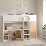 Composizione Camera da Letto Bianco Marrone Rovere un Cassetto Dimensione Materasso 90x200 cm 203x104x150h cm, Compatto Multiuso - Laliso