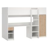 Composizione Camera da Letto Bianco Marrone Rovere un Cassetto Dimensione Materasso 90x200 cm 203x104x150h cm, Compatto Multiuso - Laliso