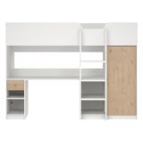 Composizione Camera da Letto Bianco Marrone Rovere un Cassetto Dimensione Materasso 90x200 cm 203x104x150h cm, Compatto Multiuso - Laliso