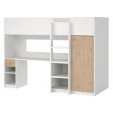 Composizione Camera da Letto Bianco Marrone Rovere un Cassetto Dimensione Materasso 90x200 cm 203x104x150h cm, Compatto Multiuso - Laliso