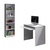 Composizione Camera da Letto Bianco Reversibile per Cameretta 90x54x79h cm, Misure Elementi Scrivania: 90x54h79, Libreria: 52x25h180 cm - Gaggi