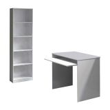 Composizione Camera da Letto Bianco Reversibile per Cameretta 90x54x79h cm, Misure Elementi Scrivania: 90x54h79, Libreria: 52x25h180 cm - Gaggi