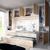 Composizione camera da letto Giustizia, 303x97h203 cm, Rovere e Bianco