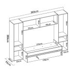 Composizione camera da letto Giustizia, 303x97h203 cm, Rovere e Bianco