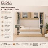 Composizione camera da letto Giustizia, 303x97h203 cm, Rovere e Bianco