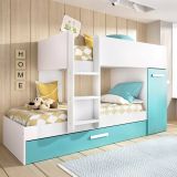 Composizione camera da letto Hikaa, 244x112 h150 cm, Azzurro e Bianco