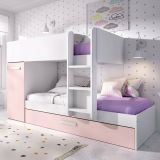 Composizione camera da letto Hikaa, 244x112 h150 cm, Bianco e Rosa