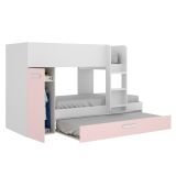 Composizione camera da letto Hikaa, 244x112 h150 cm, Bianco e Rosa