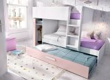 Composizione camera da letto Hikaa, 244x112 h150 cm, Bianco e Rosa