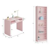 Composizione Camera da Letto Rosa Reversibile per Cameretta 90x54x79h cm, Misure Elementi Scrivania: 90x54h79, Libreria: 52x25h180 cm - Gaggi