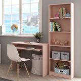 Composizione Camera da Letto Rosa Reversibile per Cameretta 90x54x79h cm, Misure Elementi Scrivania: 90x54h79, Libreria: 52x25h180 cm - Gaggi