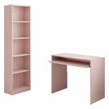 Composizione Camera da Letto Rosa Reversibile per Cameretta 90x54x79h cm, Misure Elementi Scrivania: 90x54h79, Libreria: 52x25h180 cm - Gaggi