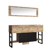 Consolle Abell, Tavolo multiuso, Mobiletto d'appoggio, Scrivania da corridoio, 139x43 h84 cm, Quercia