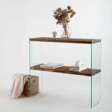 Consolle Agena, Tavolo allungabile multiuso, Consolle ingresso, Ripiano con allunghe, 90x30h80 cm, Noce