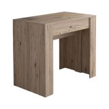 Consolle allungabile Maclodio, trasformabile in tavolo da pranzo, salvaspazio ed estensibile fino a 237 cm, 90-237x76,6x90 cm, Quercia