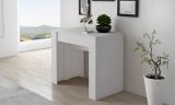 Consolle allungabile Mairano, trasformabile in tavolo da pranzo, salvaspazio ed estensibile fino a 237 cm, 90-237x76,6x90 cm, Bianco